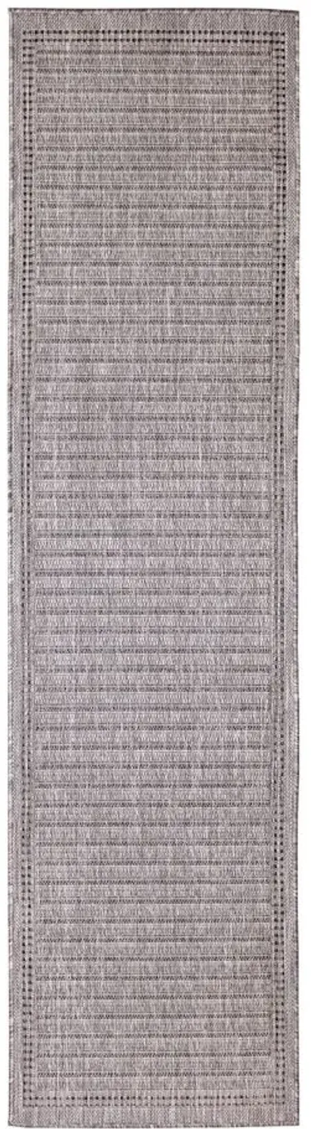 Liora Manne Malibu Simple Border Indoor/Outdoor Runner Rug in Charcoal by Trans-Ocean Import Co Inc
