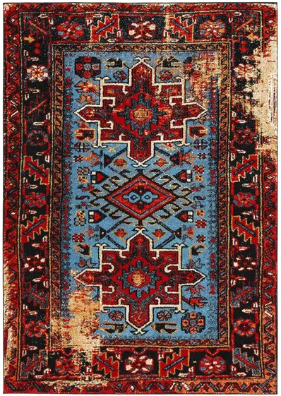 Darius Red Area Rug in Red & Light Blue by Safavieh