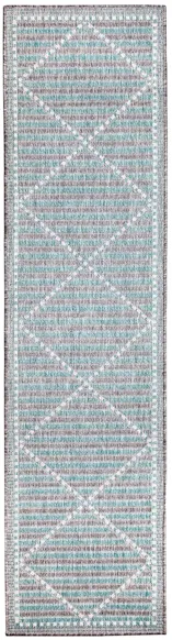 Liora Manne Malibu Checker Diamond Indoor/Outdoor Runner Rug in Aqua by Trans-Ocean Import Co Inc