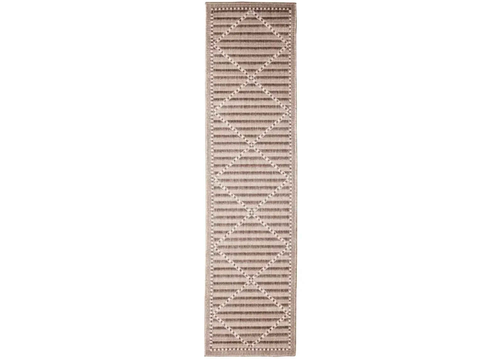 Liora Manne Malibu Checker Diamond Indoor/Outdoor Runner Rug in Neutral by Trans-Ocean Import Co Inc