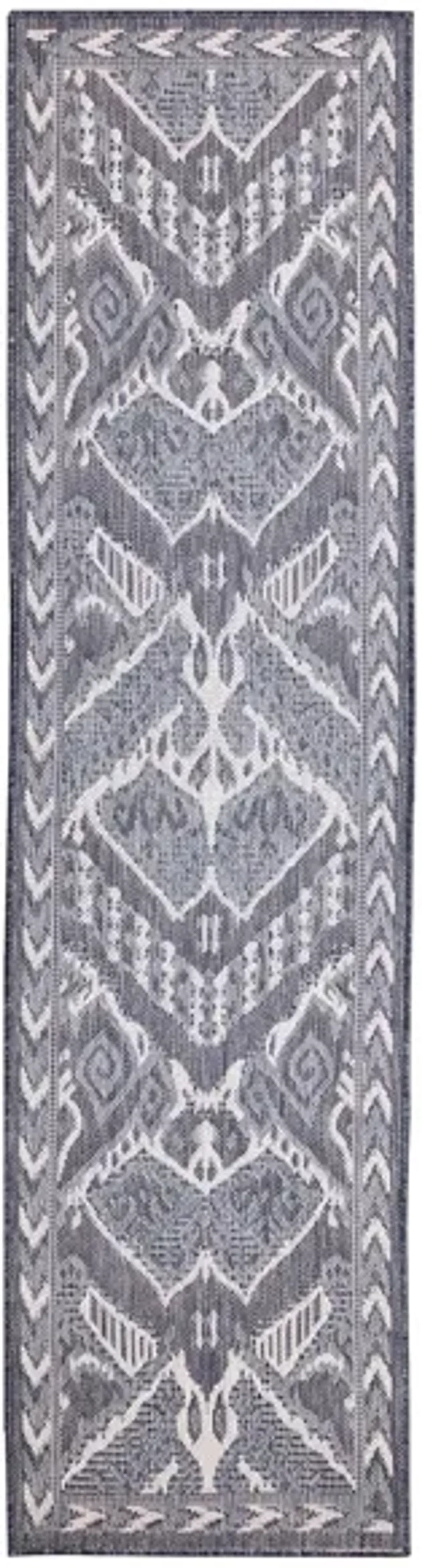 Liora Manne Malibu Ikat Indoor/Outdoor Runner Rug in Navy by Trans-Ocean Import Co Inc