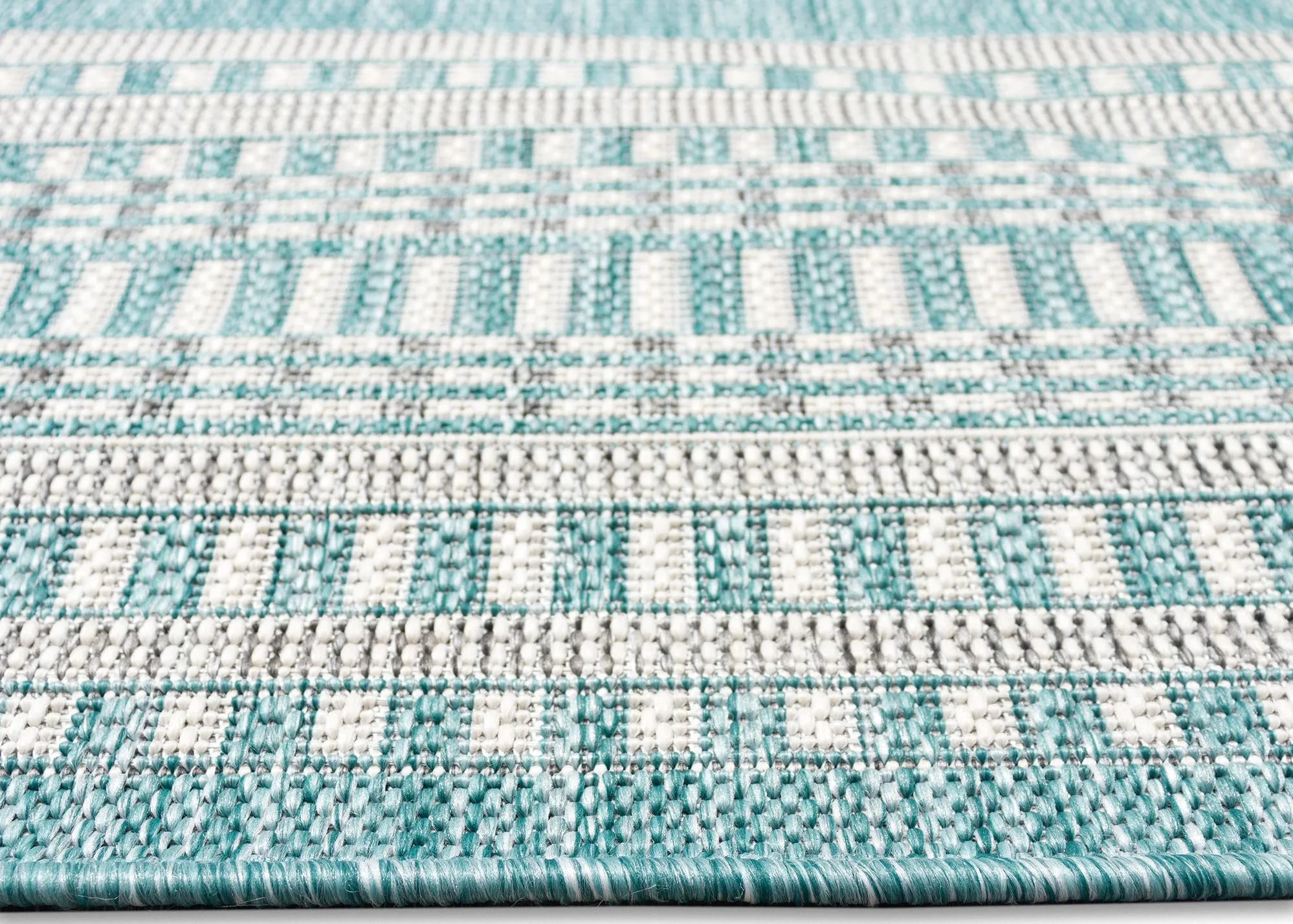 Liora Manne Malibu Etched Border Indoor/Outdoor Runner Rug in Aqua by Trans-Ocean Import Co Inc