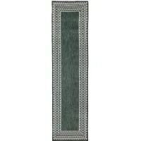 Liora Manne Malibu Etched Border Indoor/Outdoor Runner Rug in Green by Trans-Ocean Import Co Inc