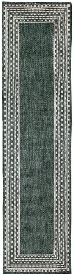 Liora Manne Malibu Etched Border Indoor/Outdoor Runner Rug in Green by Trans-Ocean Import Co Inc