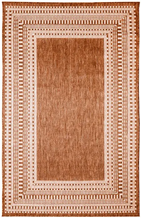 Liora Manne Malibu Etched Border Indoor/Outdoor Runner Rug in Clay by Trans-Ocean Import Co Inc