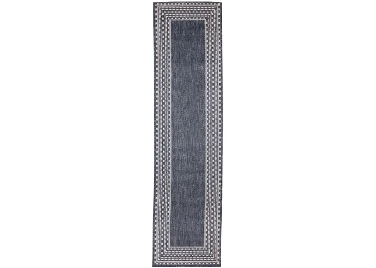 Liora Manne Malibu Etched Border Indoor/Outdoor Runner Rug in Navy by Trans-Ocean Import Co Inc