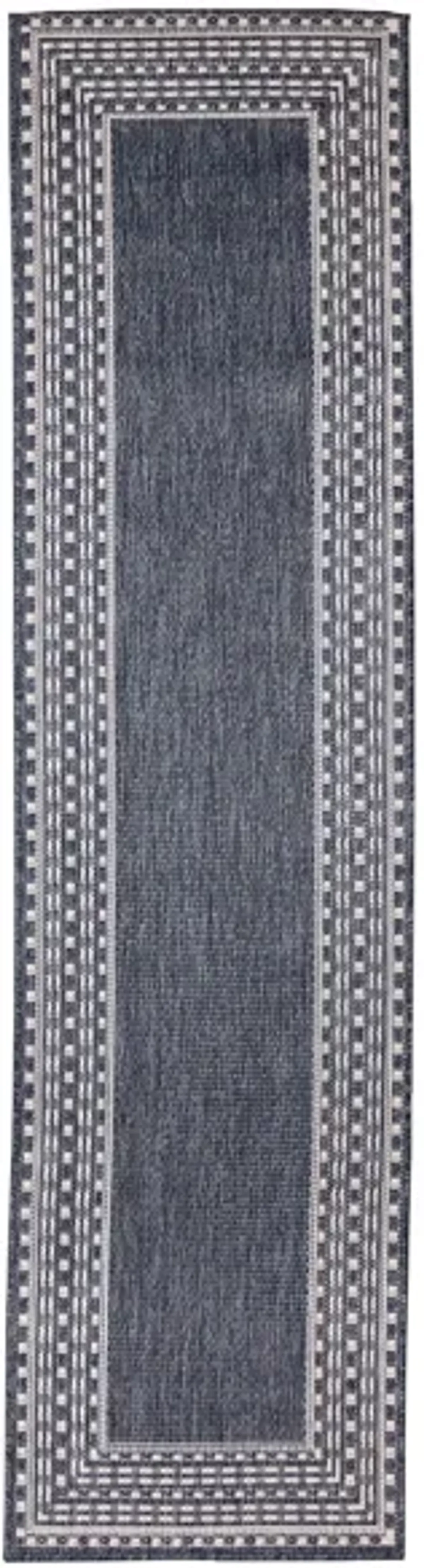 Liora Manne Malibu Etched Border Indoor/Outdoor Runner Rug in Navy by Trans-Ocean Import Co Inc