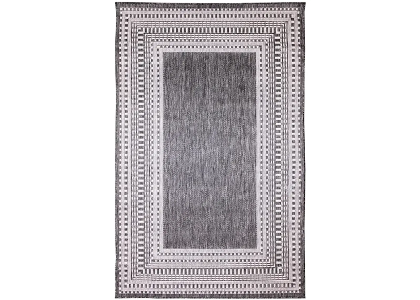 Liora Manne Malibu Etched Border Indoor/Outdoor Runner Rug in Charcoal by Trans-Ocean Import Co Inc