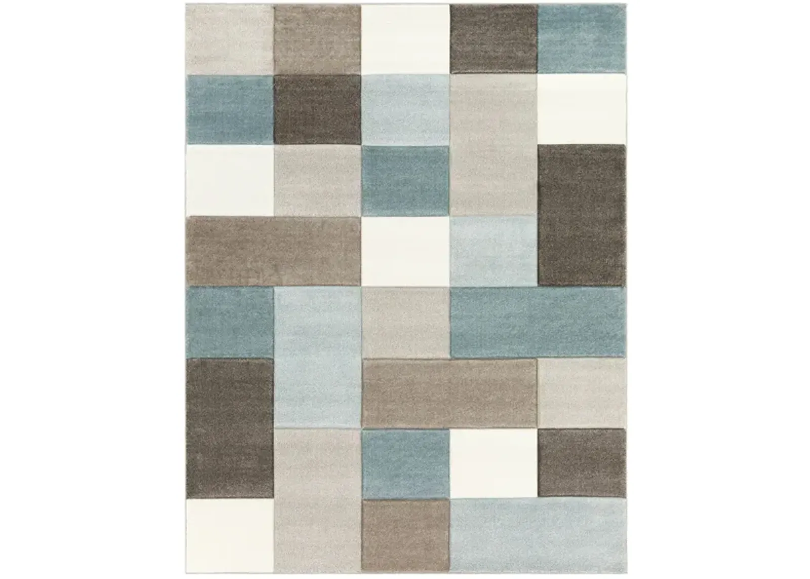 Santa Monica Area Rug in Aqua, Dark Brown, Taupe, Ivory by Surya