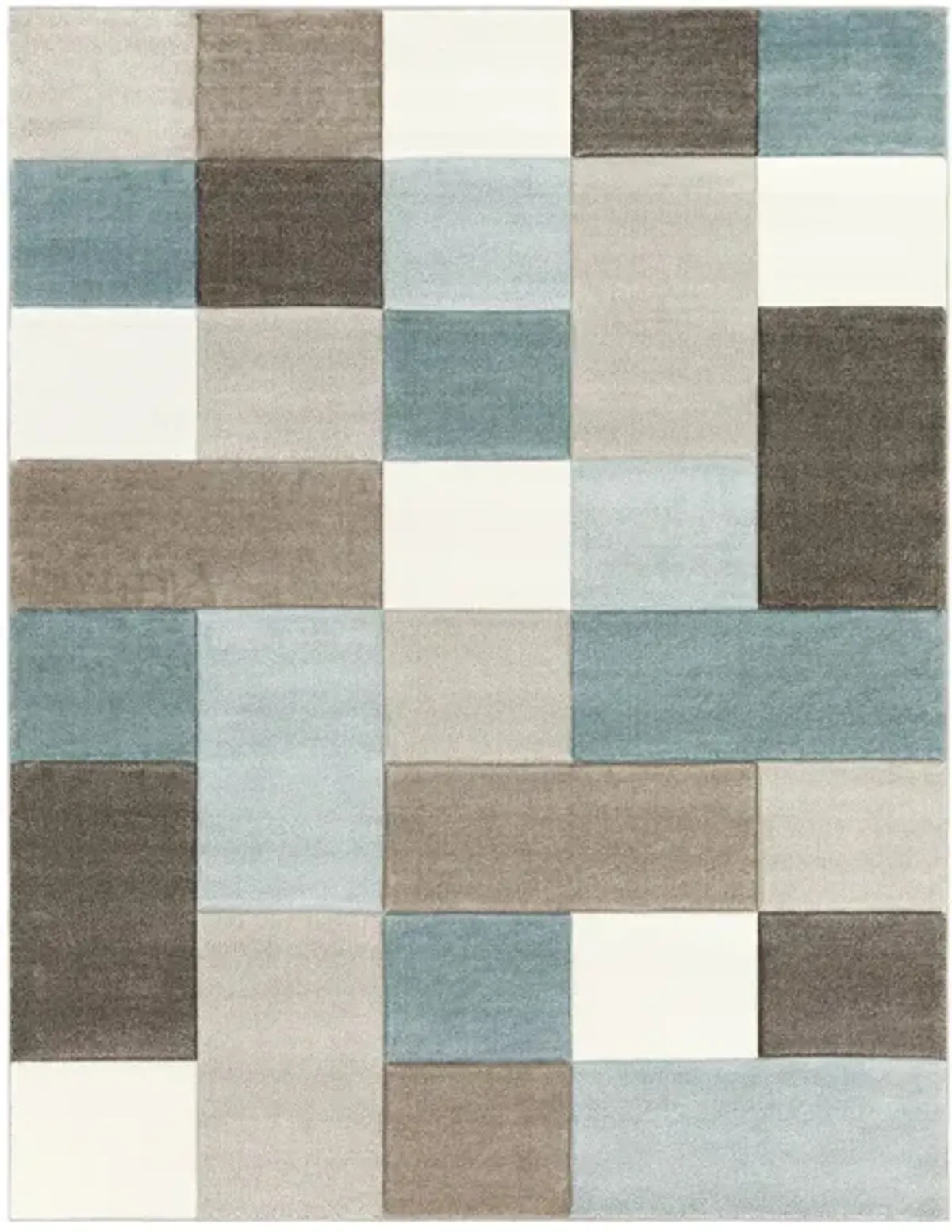 Santa Monica Area Rug in Aqua, Dark Brown, Taupe, Ivory by Surya