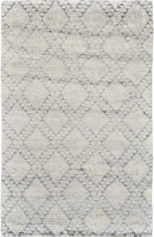 Abytha Moroccan Diamond Hand Knot Area Rug in Snow White by Feizy