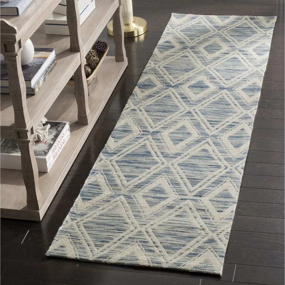 Marbella Runner Rug in Dark Blue/Ivory by Safavieh