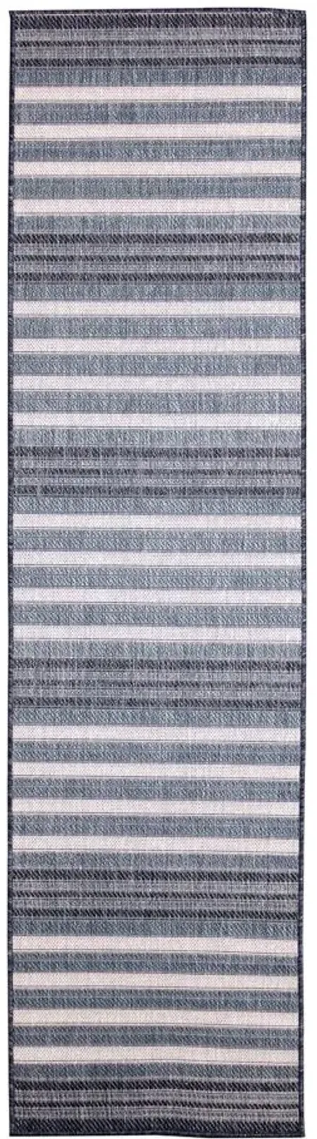 Liora Manne Malibu Faded Stripe Indoor/Outdoor Runner Rug in Navy by Trans-Ocean Import Co Inc