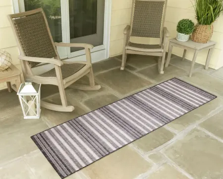 Liora Manne Malibu Faded Stripe Indoor/Outdoor Runner Rug in Charcoal by Trans-Ocean Import Co Inc