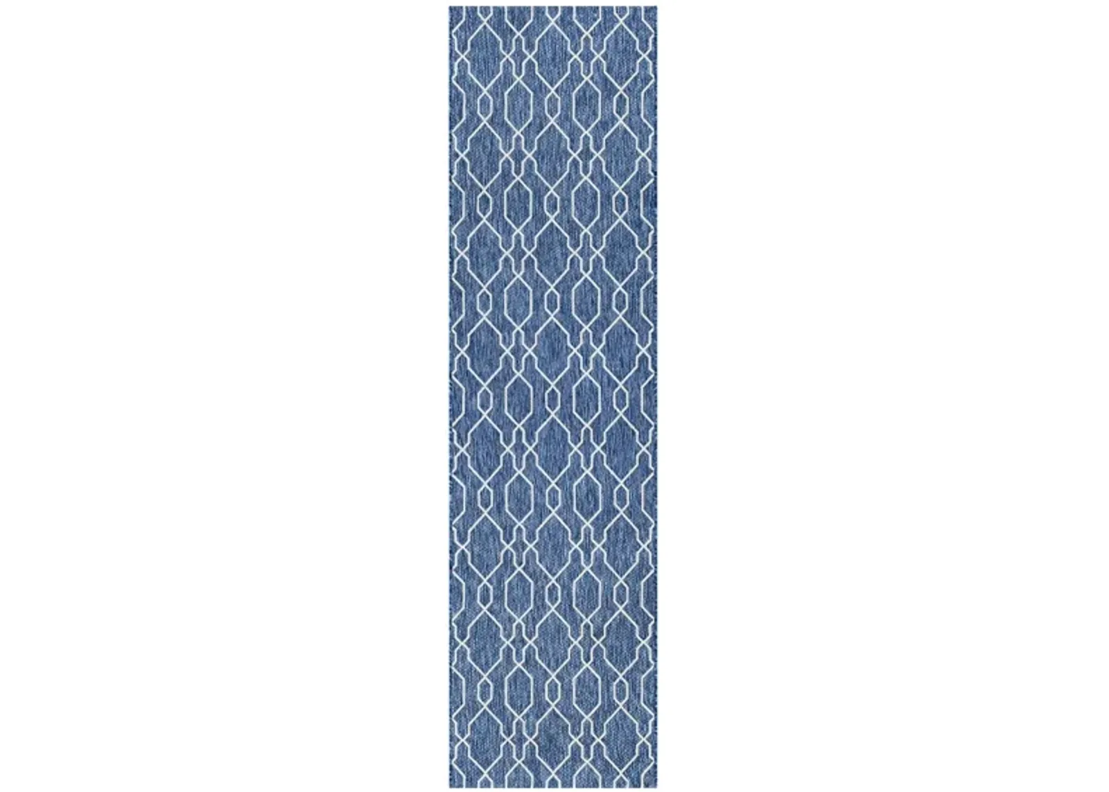 Eagean Link Indoor/Outdoor Runner Rug in Dark Blue, Denim, Cream by Surya