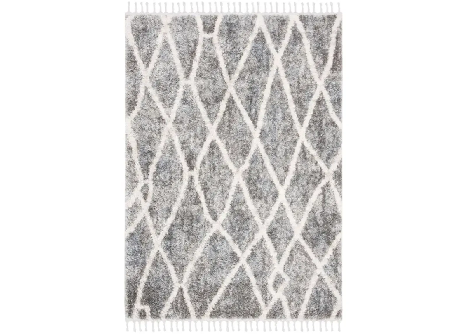 Berber Fringe Shag Area Rug in DarkGrey/Cream by Safavieh