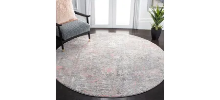 Thompson Round Area Rug in Gray; Pink by Safavieh