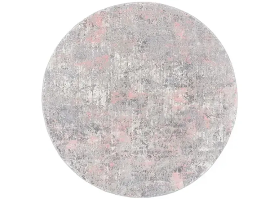 Thompson Round Area Rug in Gray; Pink by Safavieh