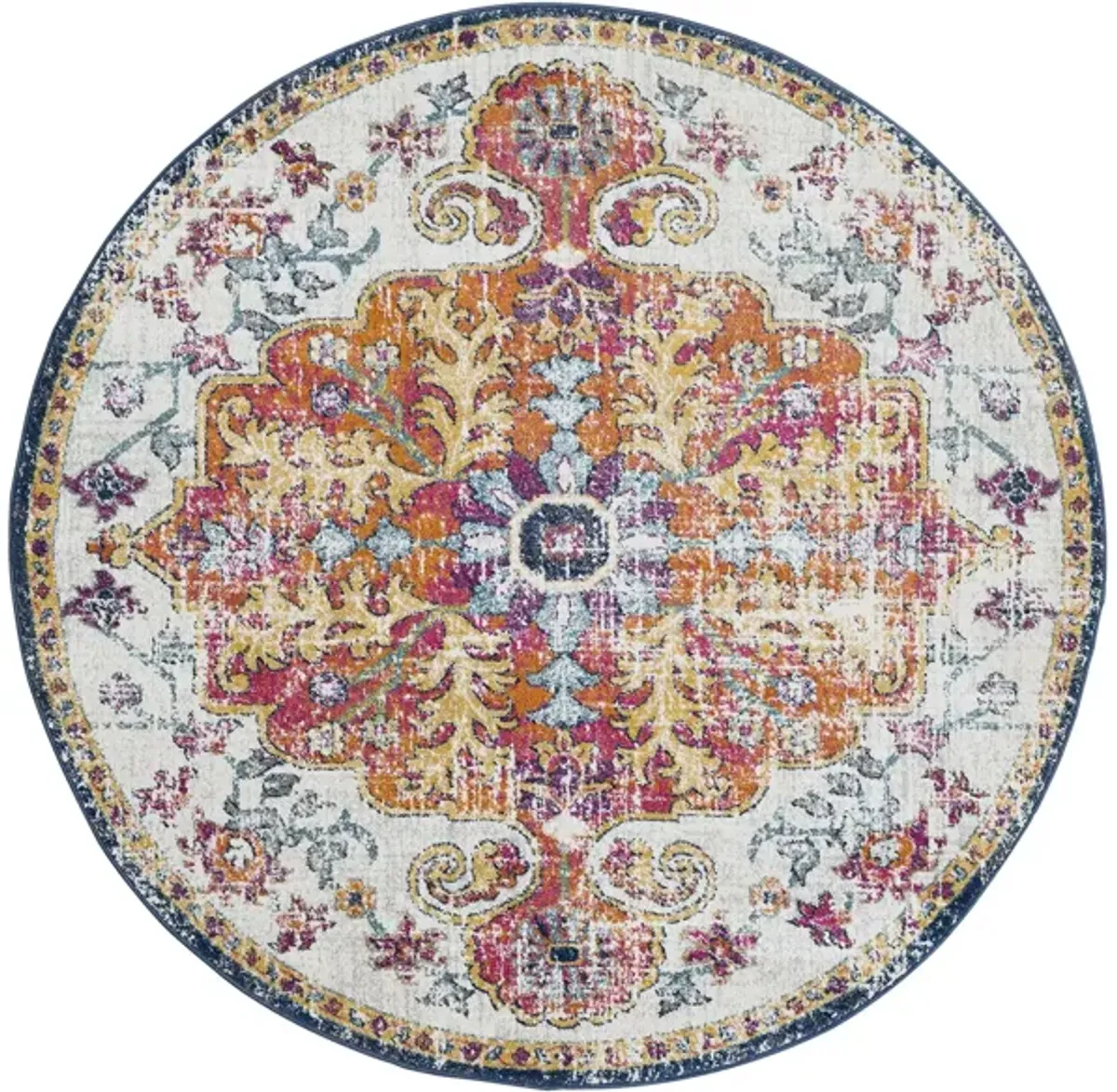 Harput Oval Rug in Aqua, White, Bright Red, Bright Yellow, Burnt Orange, Bright Pink by Surya