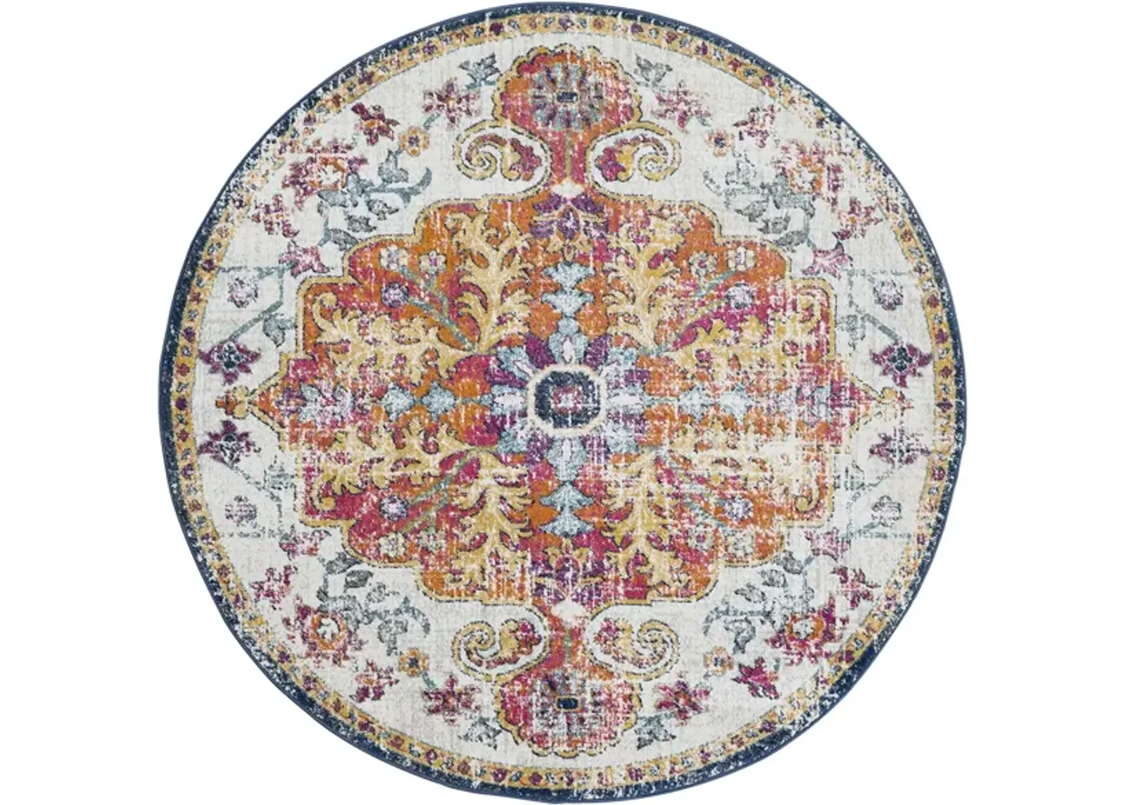 Harput Oval Rug in Aqua, White, Bright Red, Bright Yellow, Burnt Orange, Bright Pink by Surya