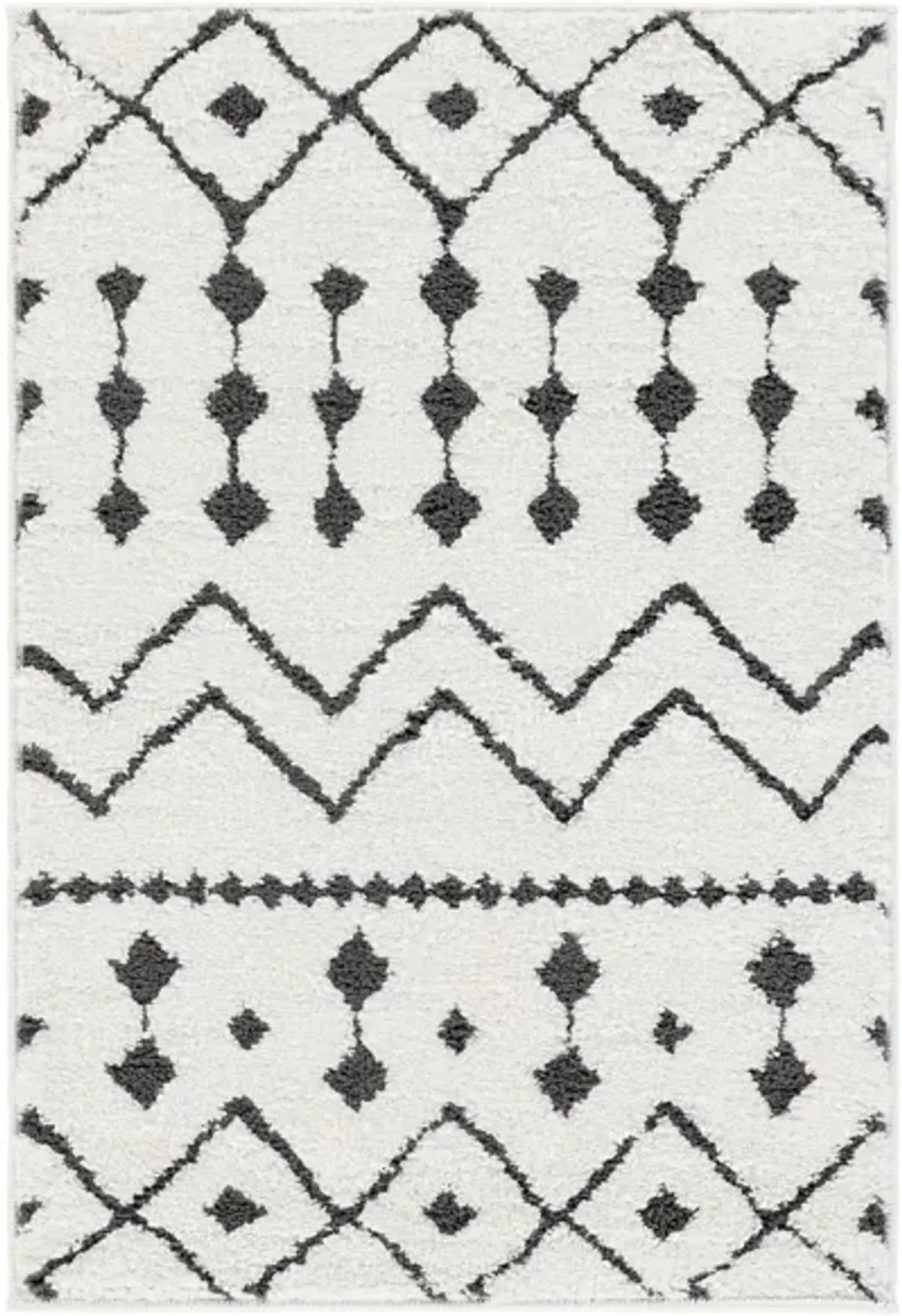 Casablanca Shag Rug in Black, Charcoal, White by Surya