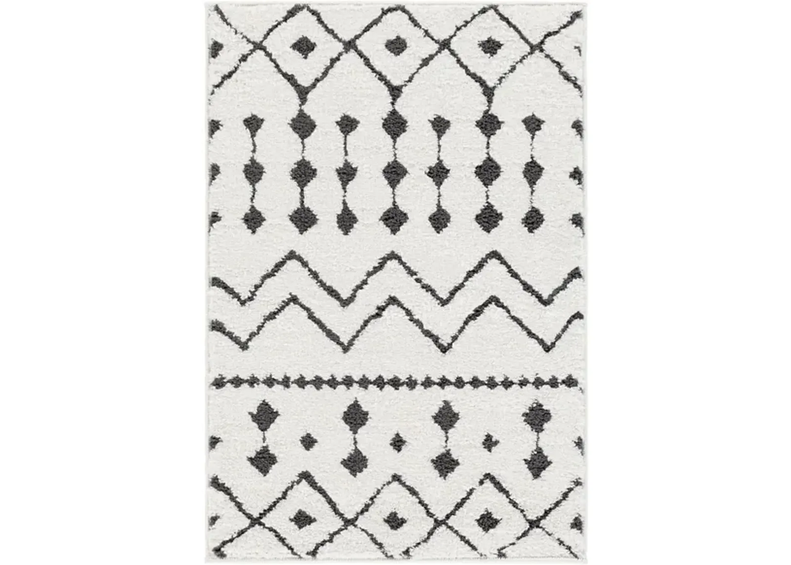 Casablanca Shag Rug in Black, Charcoal, White by Surya