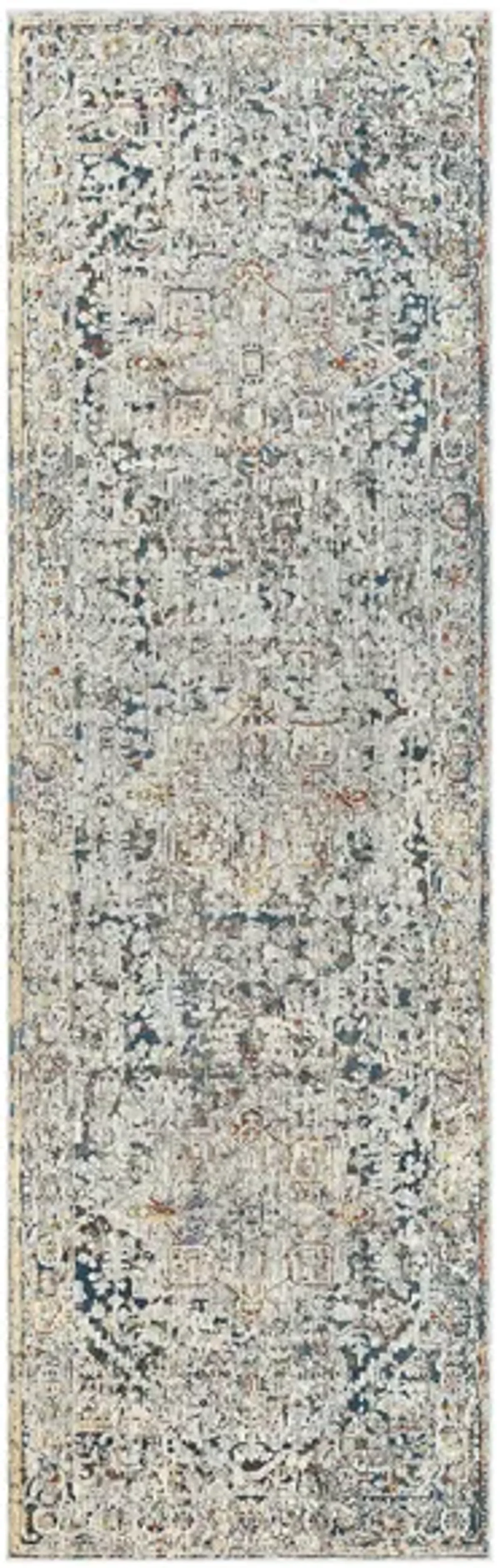 Presidential Gypsy Rug in Pale Blue, Bright Blue, Medium Gray, Peach, Ivory, Butter, Burnt Orange, Lime, Charcoal by Surya