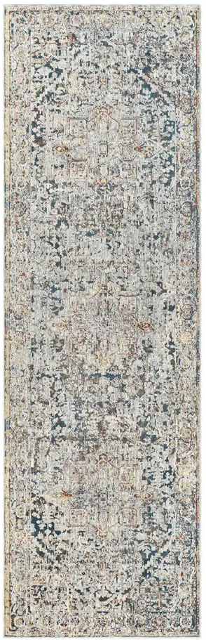 Presidential Gypsy Rug in Pale Blue, Bright Blue, Medium Gray, Peach, Ivory, Butter, Burnt Orange, Lime, Charcoal by Surya
