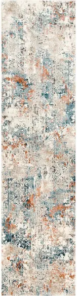 Pune Delhi Rug in Teal, Aqua, Beige, Taupe, Dark Brown, Burnt Orange, Coral, Camel by Surya