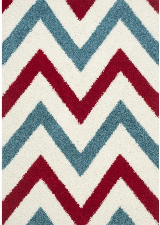 Stefan Shag Rug in Red & Blue by Safavieh