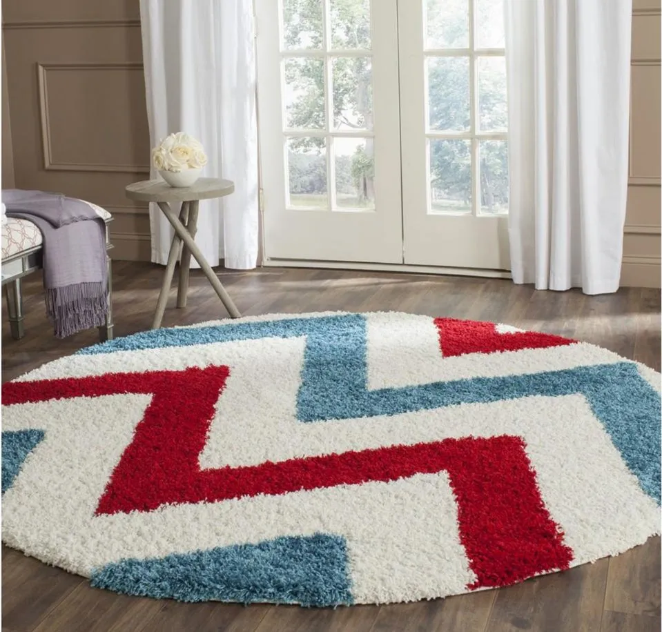 Stefan Shag Rug in Red & Blue by Safavieh