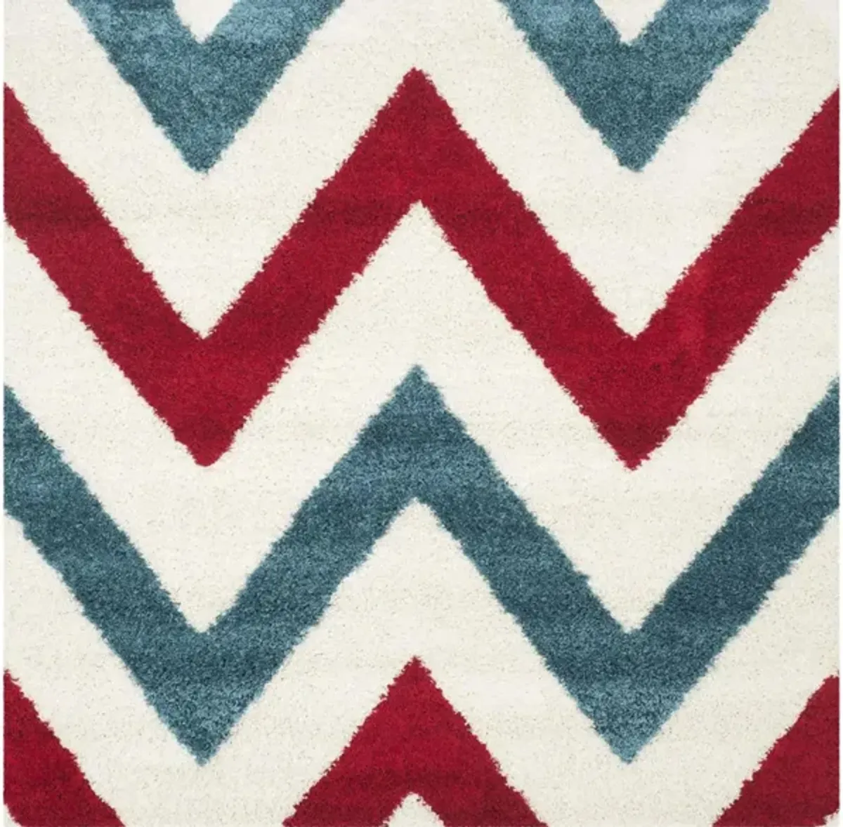 Stefan Shag Rug in Red & Blue by Safavieh