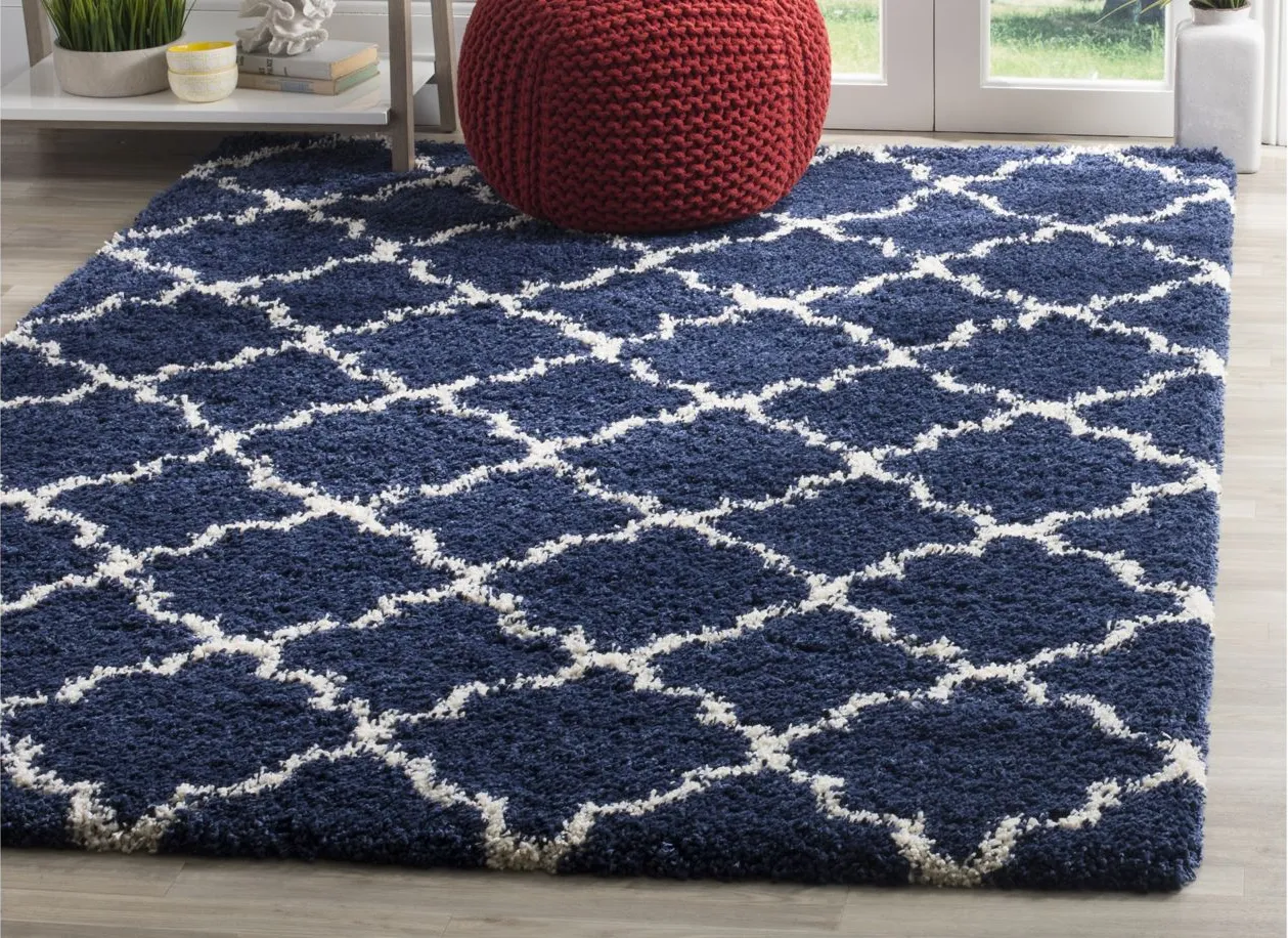 Hudson Shag Area Rug in Navy/Ivory by Safavieh