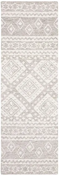 Miyamoto Runner Rug in Dark Gray & Ivory by Safavieh