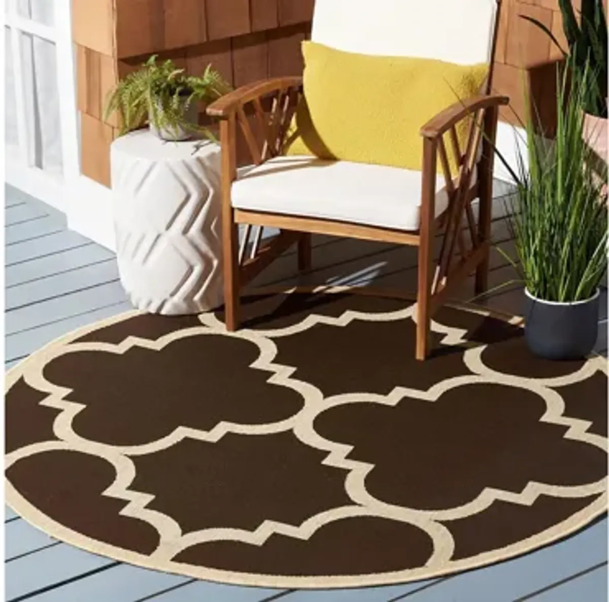 Courtyard Morocco Indoor/Outdoor Area Rug Round