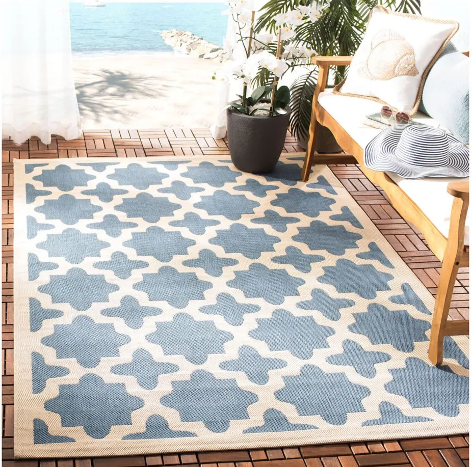 Courtyard Tile Indoor/Outdoor Area Rug in Blue & Beige by Safavieh