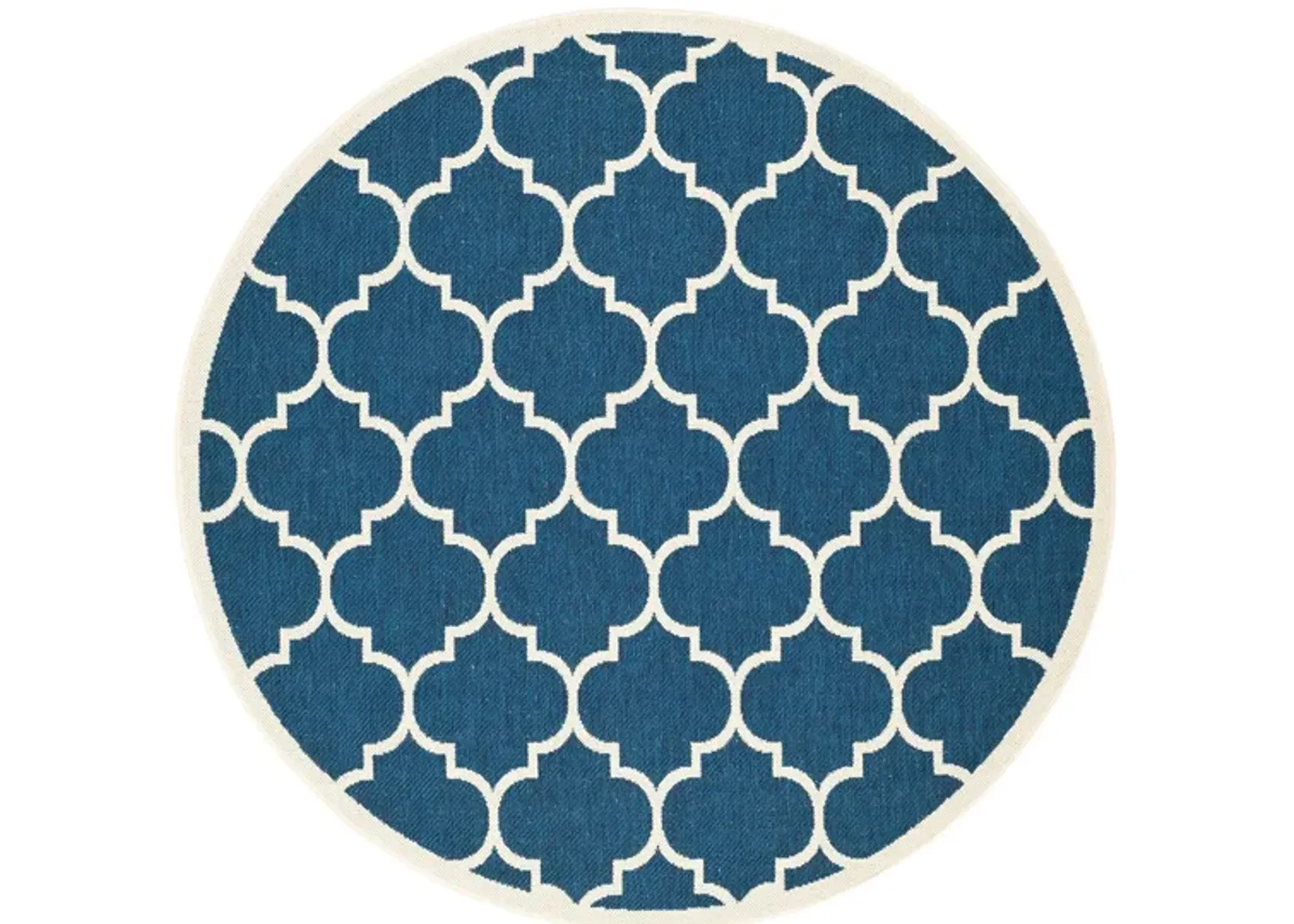 Courtyard Lattice Indoor/Outdoor Area Rug Round in Navy & Beige by Safavieh