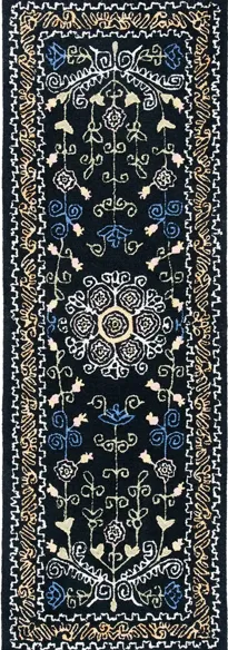 Shakespeare Runner Rug in Black & Green by Safavieh