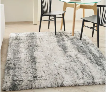 Luxurious Shag Area Rug in Ivory/Charcoal by Nourison