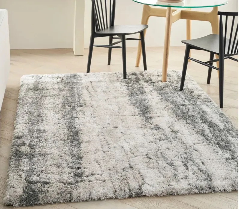 Luxurious Shag Area Rug in Ivory/Charcoal by Nourison