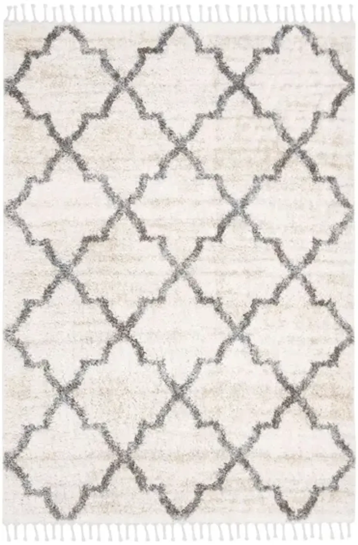 Berber Fringe Shag Area Rug in Cream/Grey by Safavieh