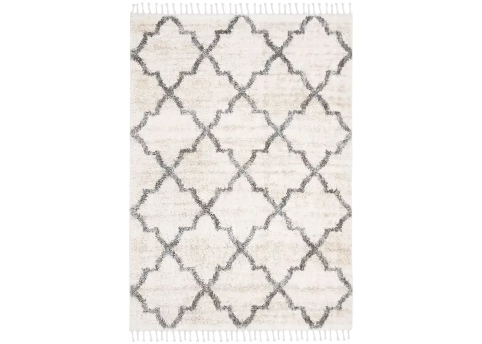 Berber Fringe Shag Area Rug in Cream/Grey by Safavieh