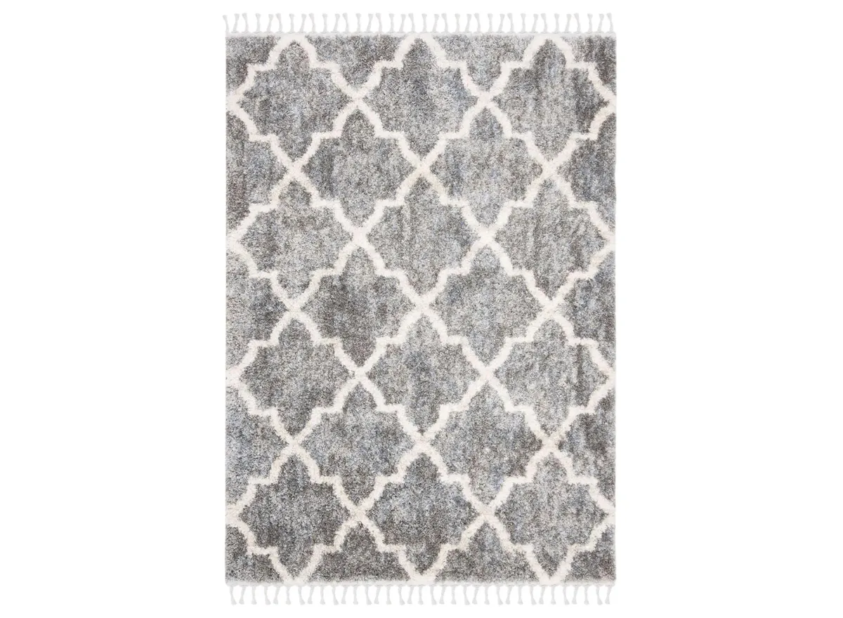 Berber Fringe Shag Area Rug in Grey/Cream by Safavieh