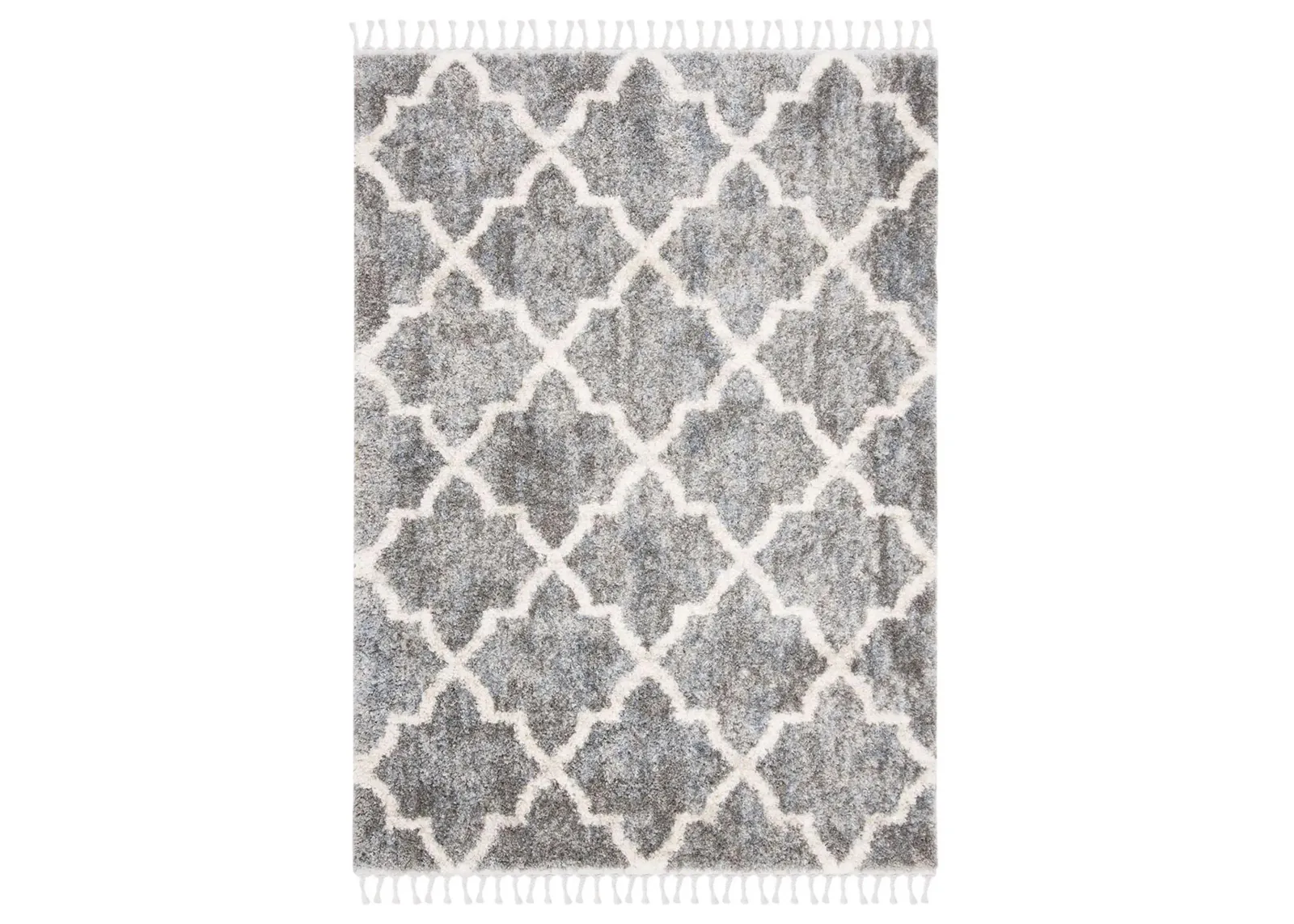 Berber Fringe Shag Area Rug in Grey/Cream by Safavieh