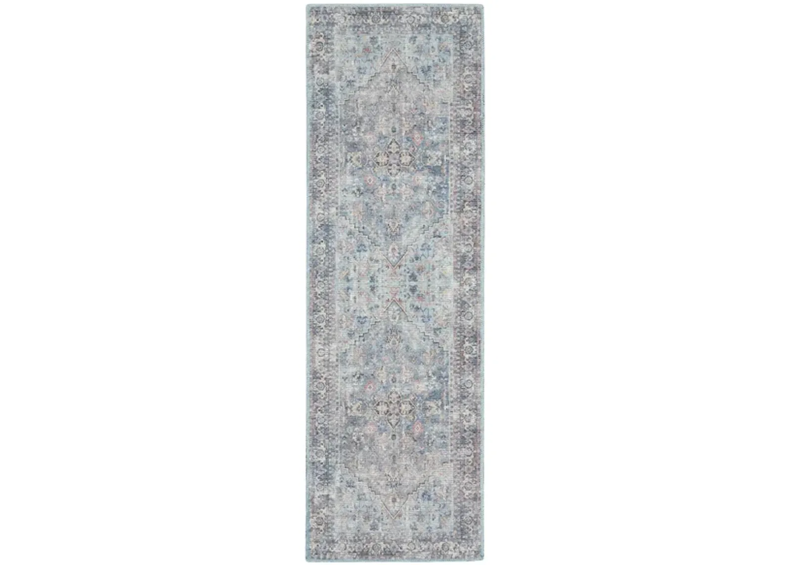 Nicole Curtis Albuquerque Runner Rug in Light Gray/Blue by Nourison