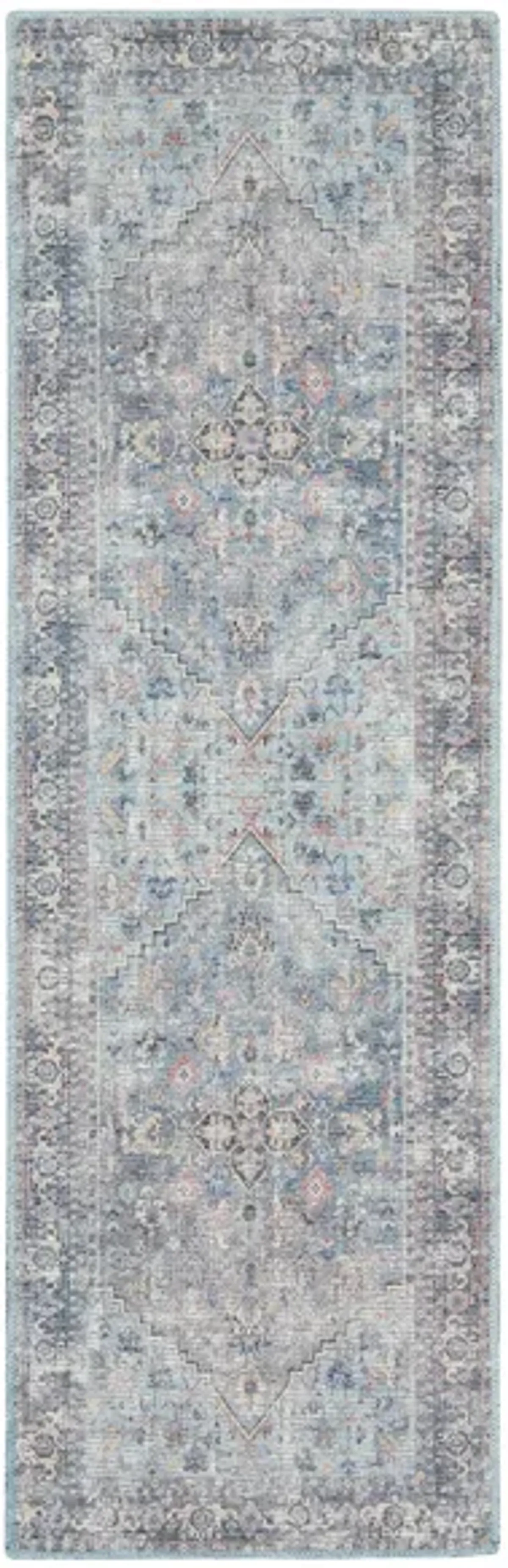 Nicole Curtis Albuquerque Runner Rug in Light Gray/Blue by Nourison