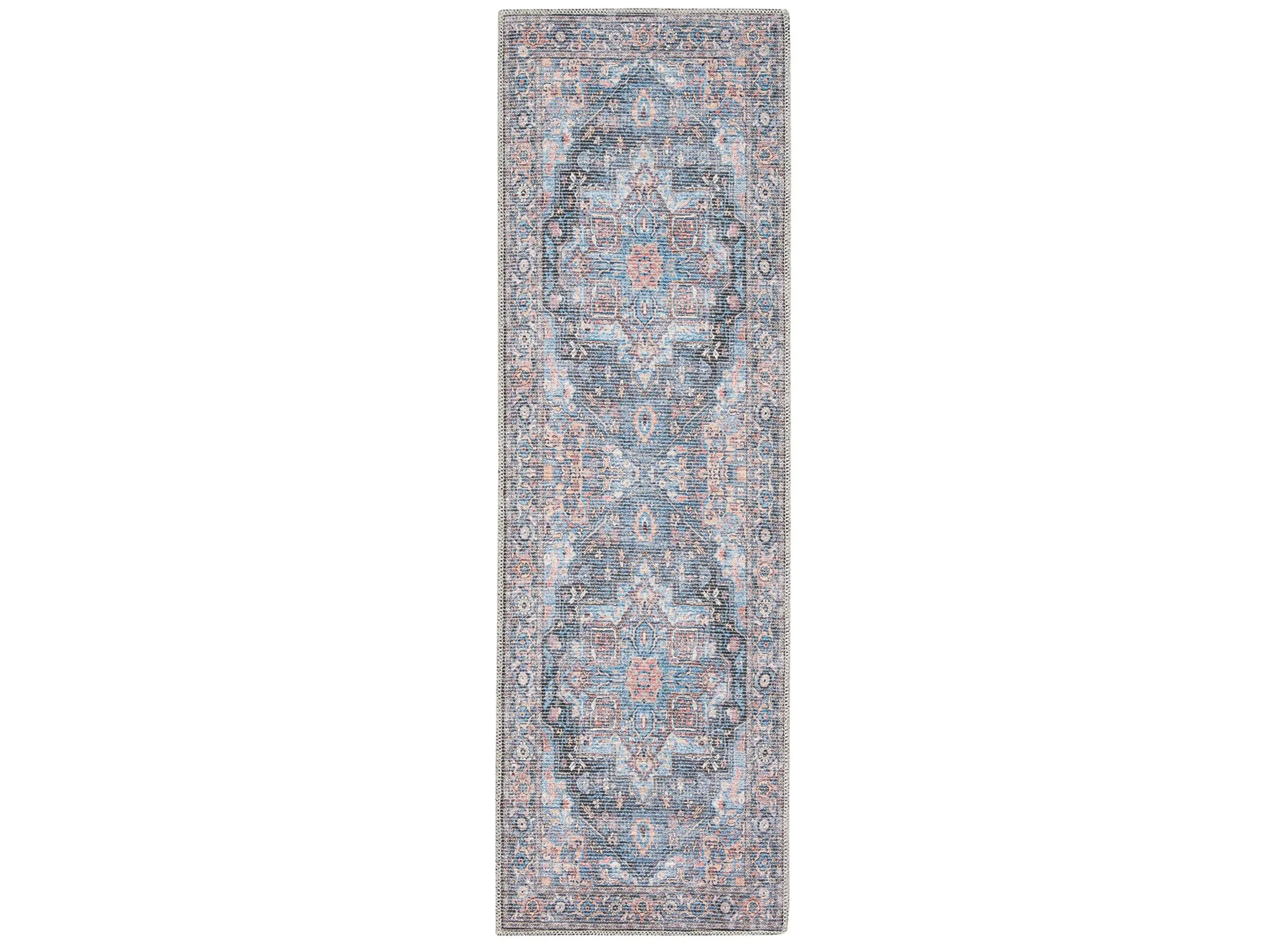 Nicole Curtis Stopher Runner Rug in Light Blue Multi by Nourison