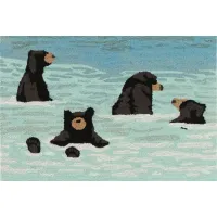 Liora Manne Bathing Bears Front Porch Rug in Water by Trans-Ocean Import Co Inc