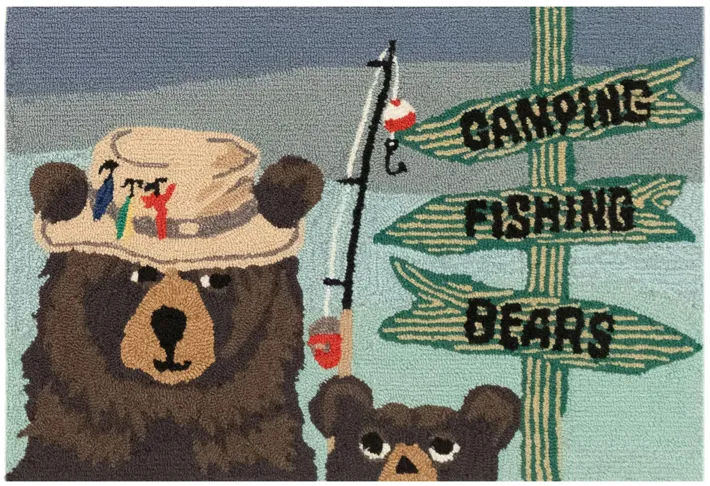 Liora Manne Fishing Bears Front Porch Rug in Green by Trans-Ocean Import Co Inc