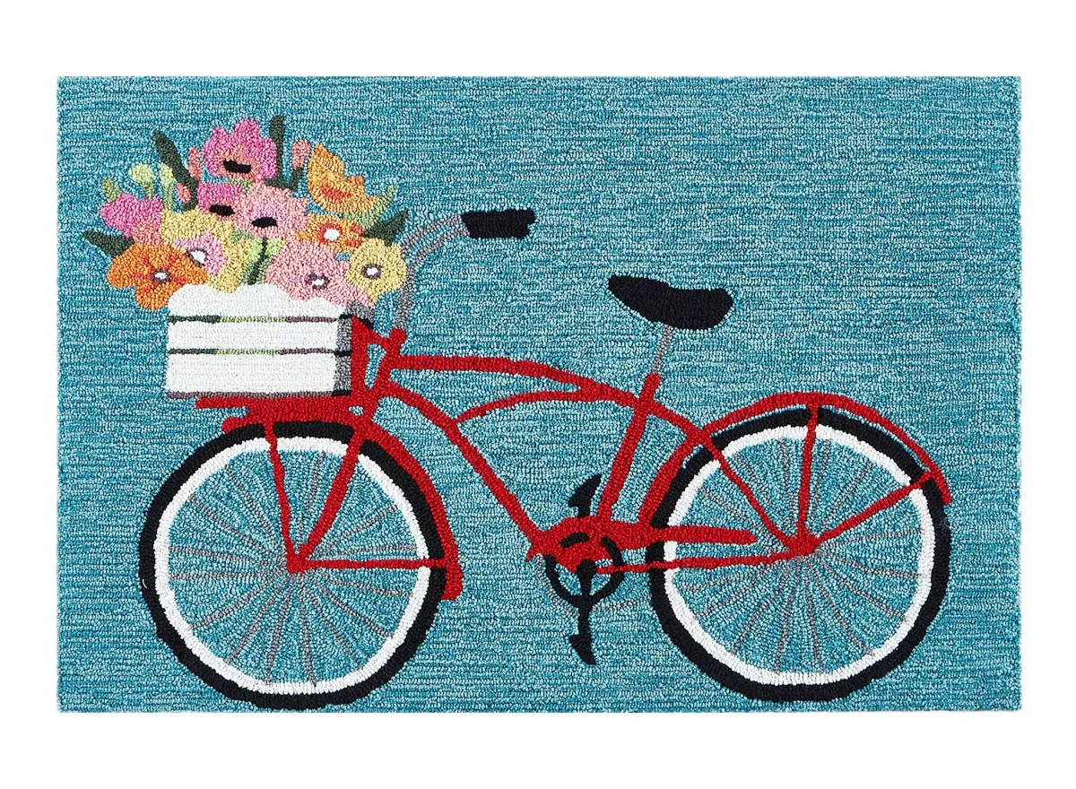 Liora Manne Bike Ride Front Porch Rug in Blue by Trans-Ocean Import Co Inc